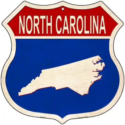 North Carolina Silhouette Highway Shield Metal Sign