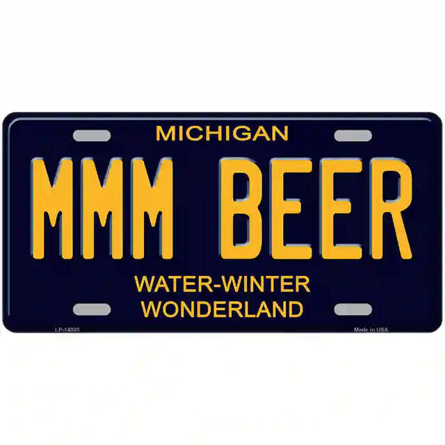 Mmm Beer Michigan Blue Metal Sign