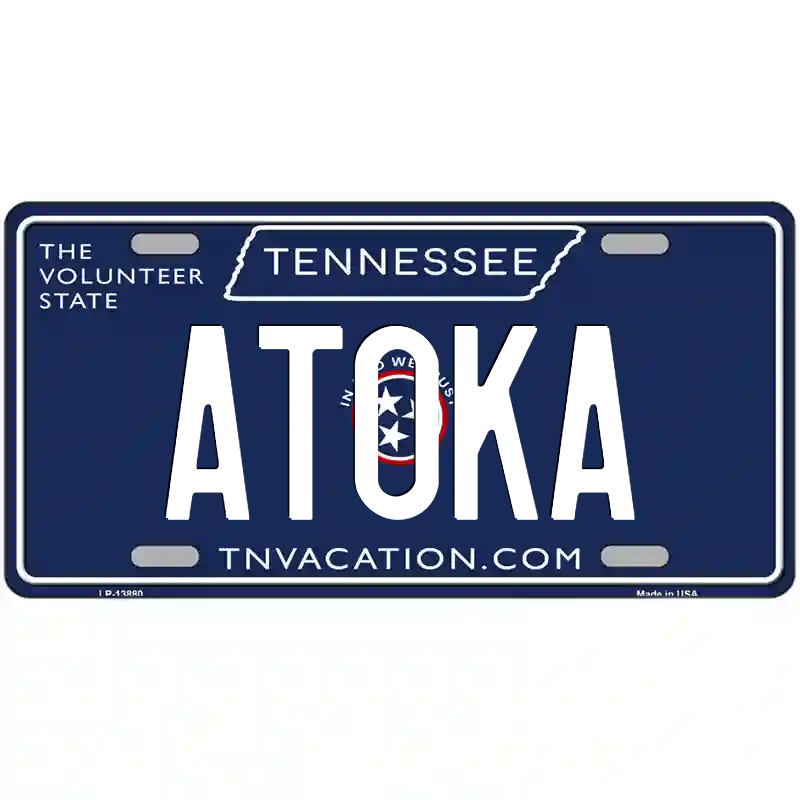 Atoka Tennessee Blue Metal Sign