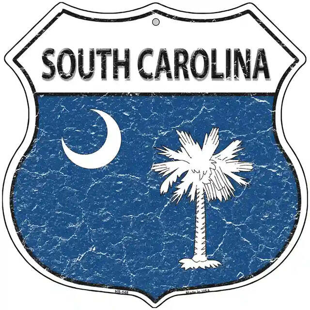 South Carolina Flag Highway Shield Metal Sign