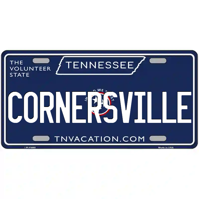 Cornersville Tennessee Blue Metal Sign