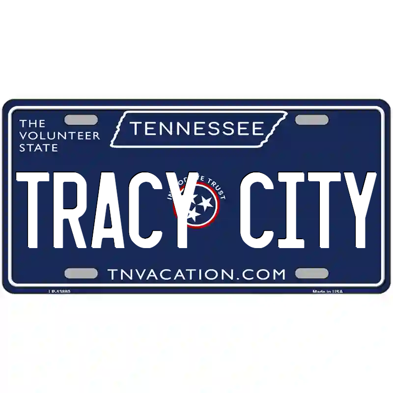 Tracy City Tennessee Blue Metal Sign