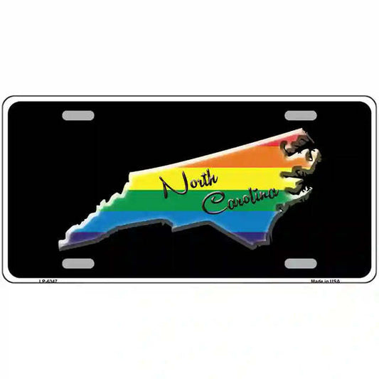 North Carolina Gay Pride Rainbow Flag Metal Sign