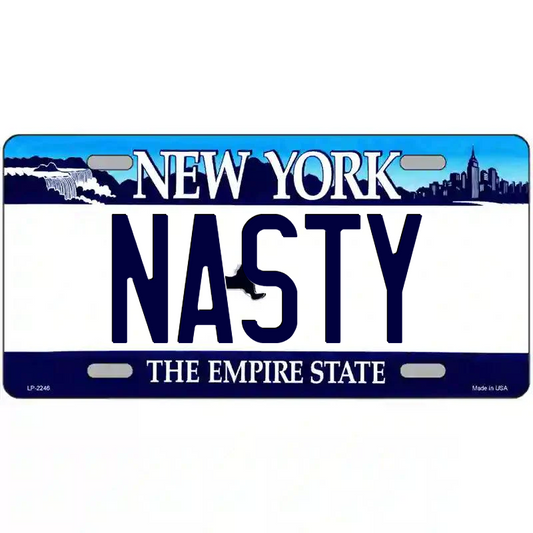 Nasty New York Blue Metal Sign