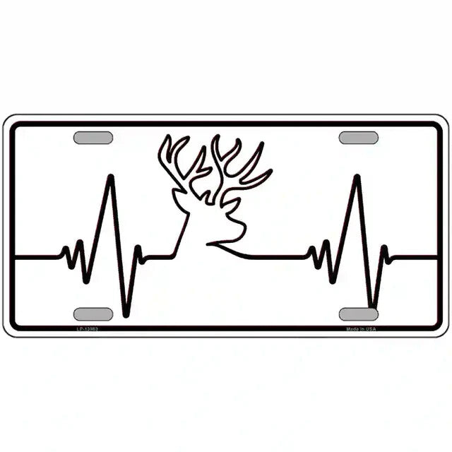 Deer Buck Heartbeat Metal Sign