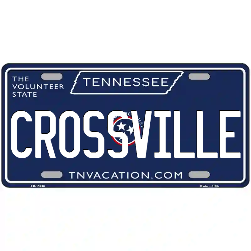 Crossville Tennessee Blue Metal Sign