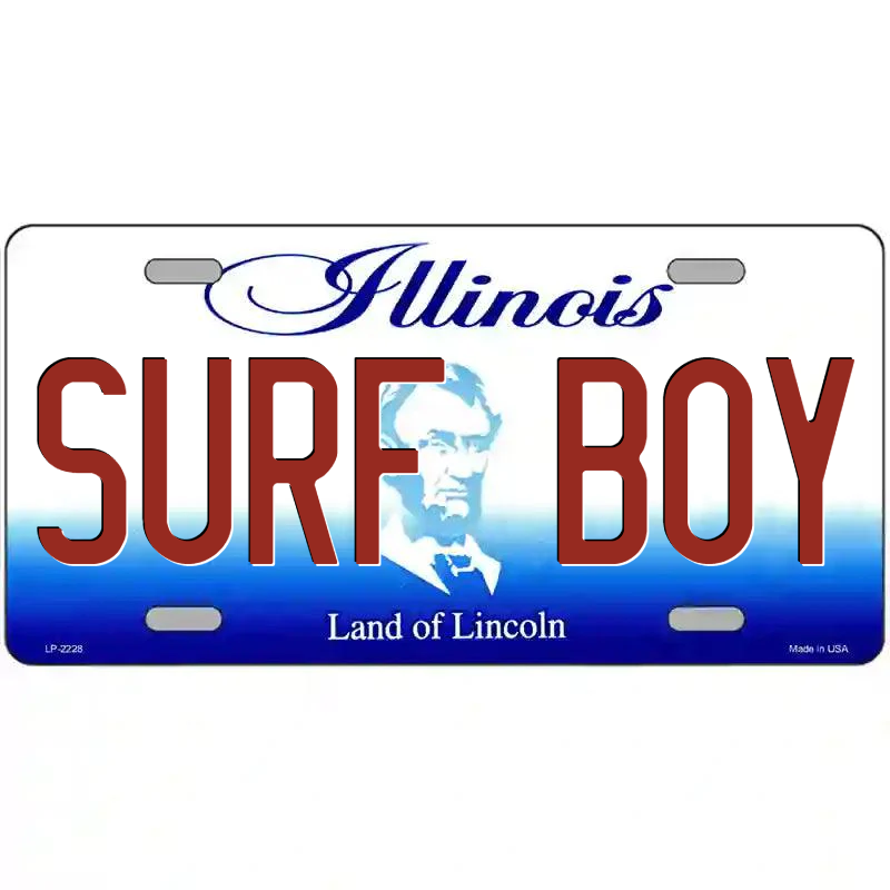 Surf Boy Illinois Metal Sign