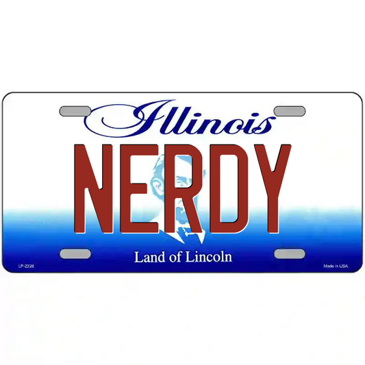 Nerdy Illinois Metal Sign