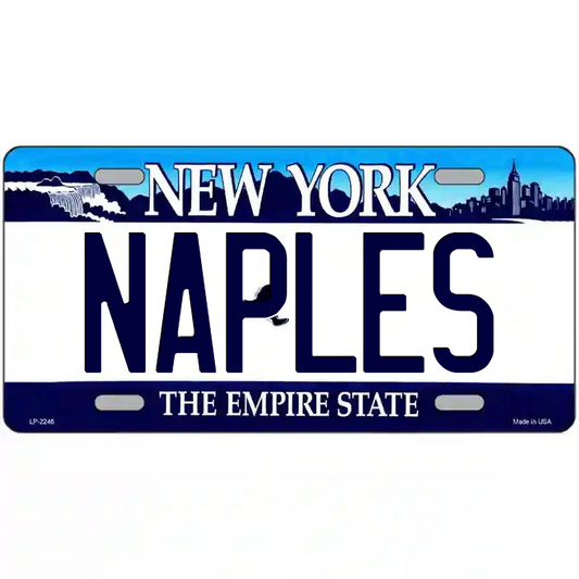 Naples New York Blue Metal Sign