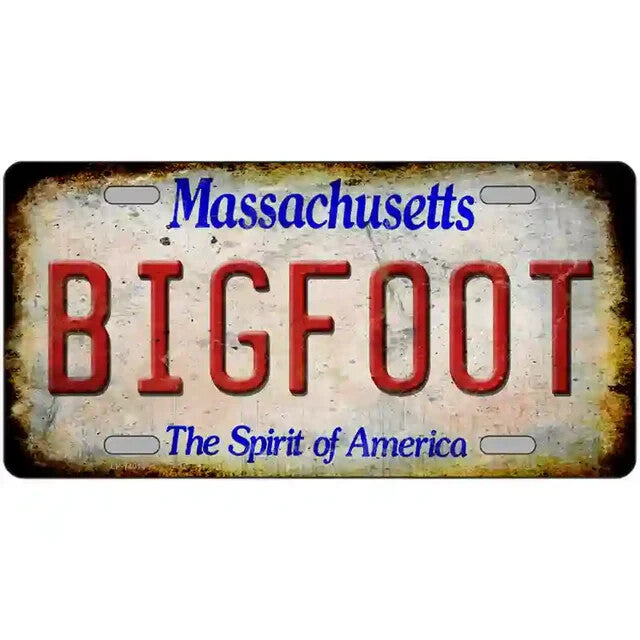 Bigfoot Rusty Look Massachusetts Metal Sign