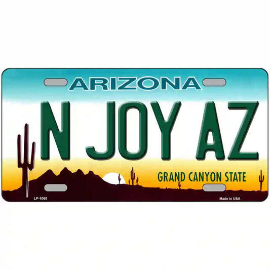 N Joy AZ Arizona Metal Sign