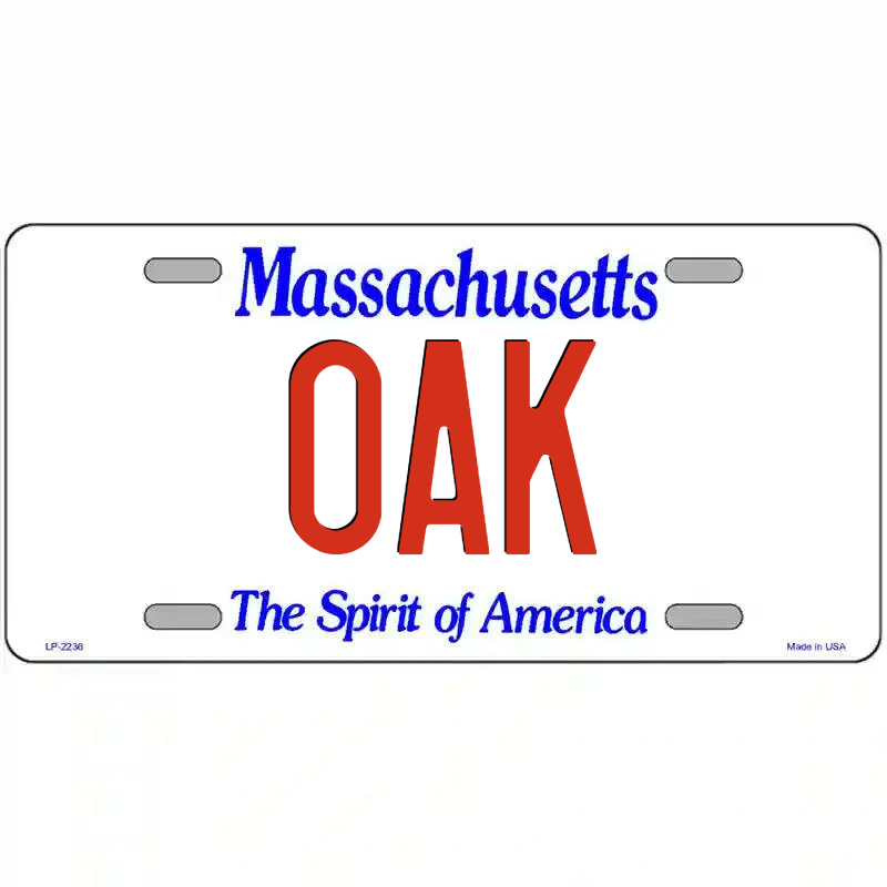 Oak Massachusetts Metal Sign