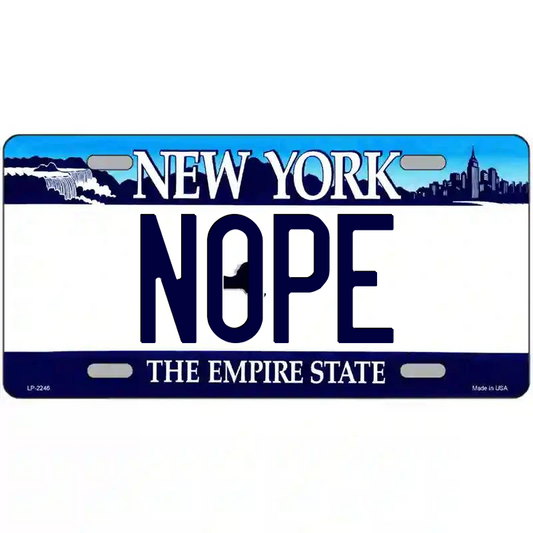 Nope New York Blue Metal Sign
