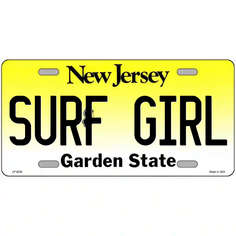 Surf Girl New Jersey Metal Sign