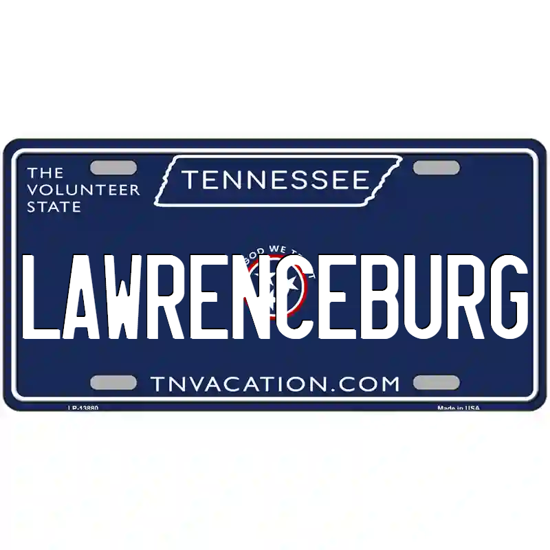 Lawrenceburg Tennessee Blue Metal Sign