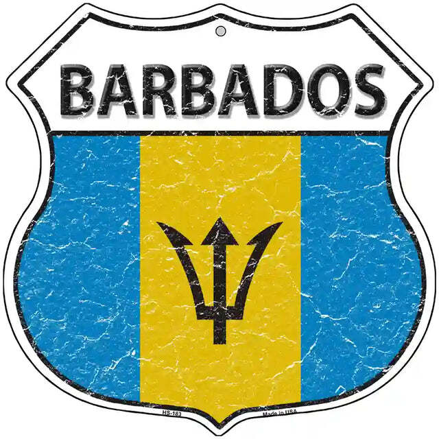 Barbados Flag Highway Shield Metal Sign