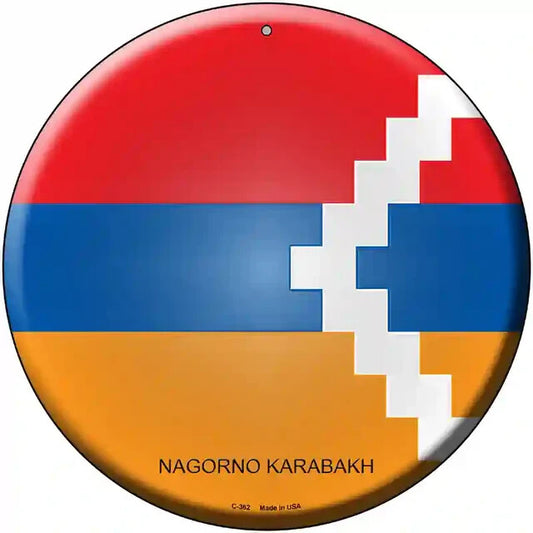 Nagorno Karabakh Flag 12" Circle Metal Sign