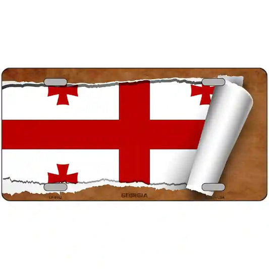 Georgia Country Flag Scroll Metal sign