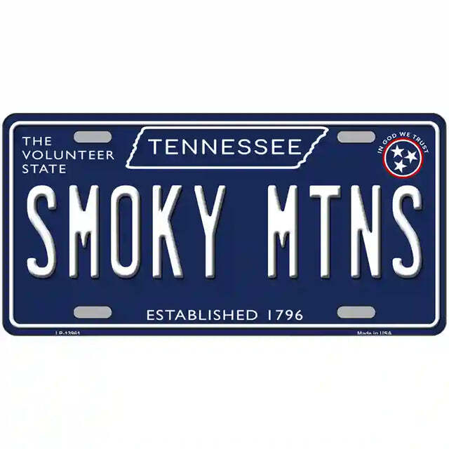 Smoky Mountains Tennessee Blue Metal Sign