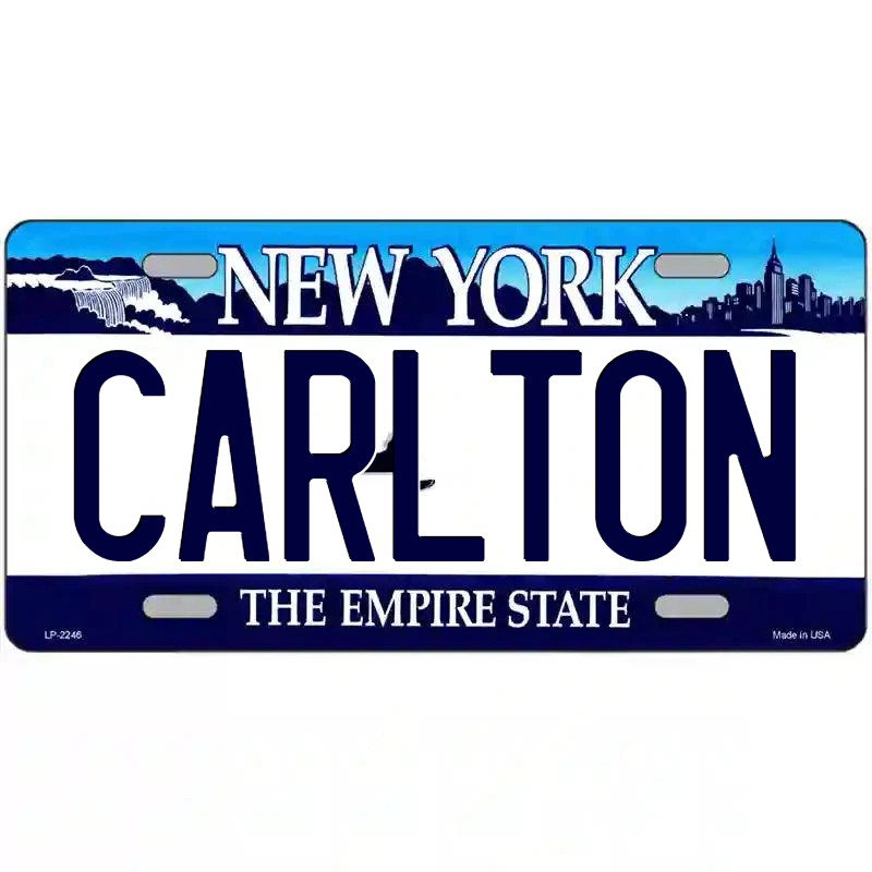 Carlton New York Blue Metal Sign