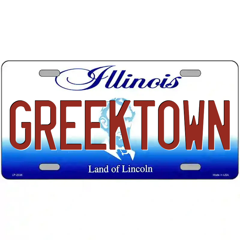 Greektown Illinois Metal Sign