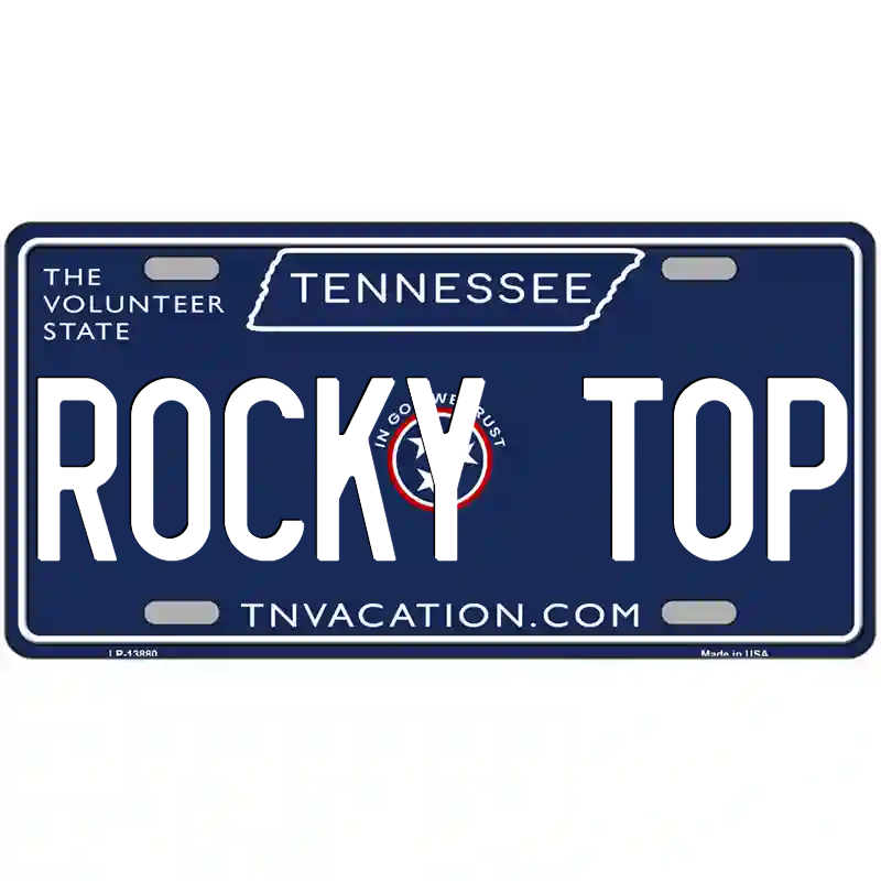 Rocky Top Tennessee Blue Metal Sign