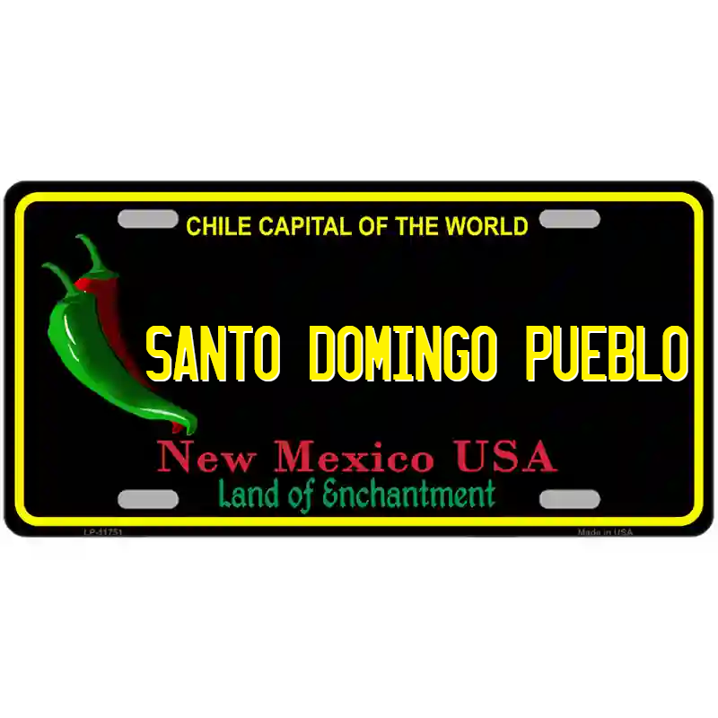 Santo Domingo Pueblo New Mexico Black Metal Sign