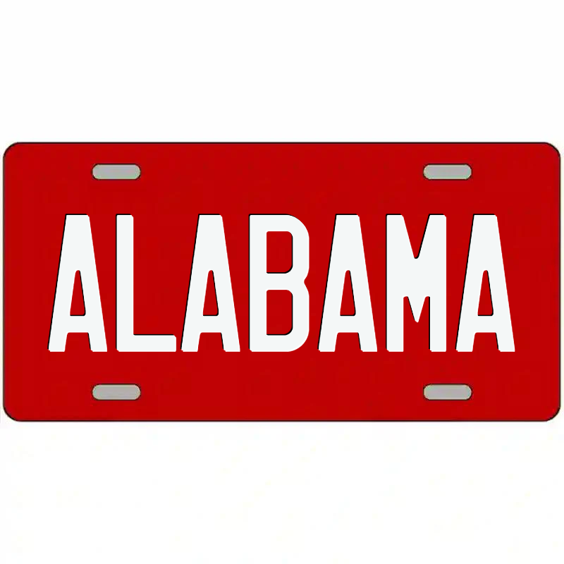 Alabama White and Red Metal Sign