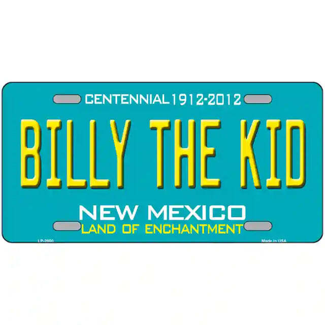 Billy the Kid New Mexico Teal Metal Sign