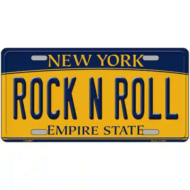 Rock N Roll New York Yellow Metal Sign