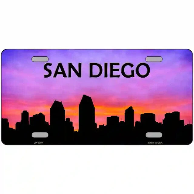 San Diego California Sihouette Metal Sign