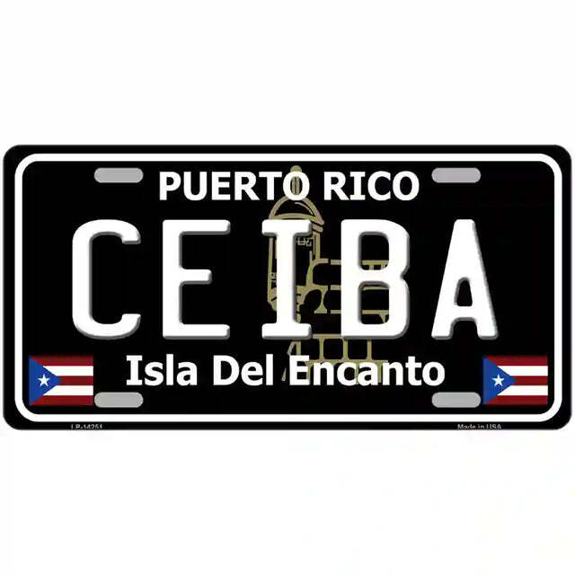Ceiba Puerto Rico Black Metal Sign