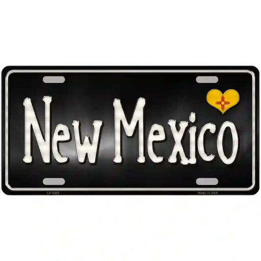 New Mexico Script Flag Heart Metal Sign