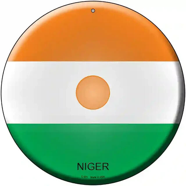 Niger Flag 12" Circle Metal Sign