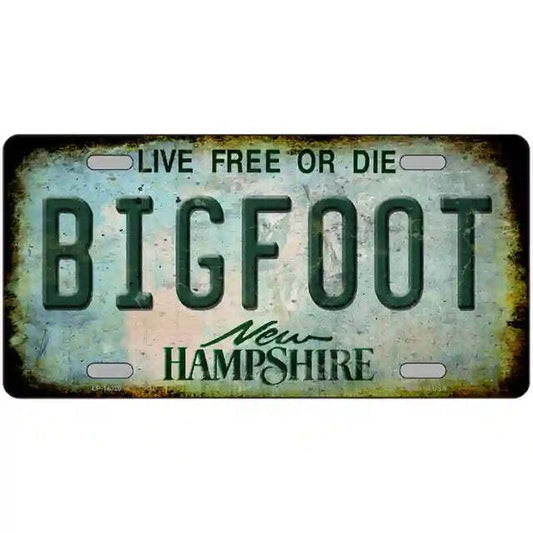 New Hampshire Rusty Look Bigfoot Metal Sign