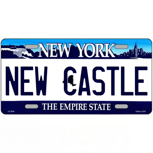 New Castle New York Blue Metal Sign
