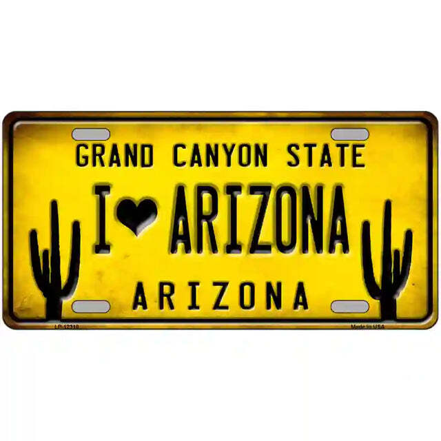 I Love Arizona Arizona Cactus Metal Sign