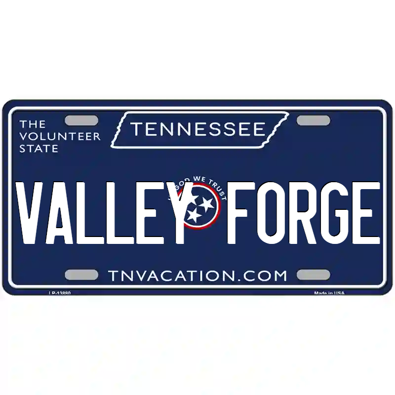 Valley Forge Tennessee Blue Metal Sign