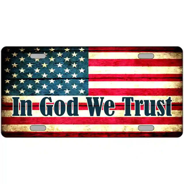 In God We Trust American Flag Metal Sign