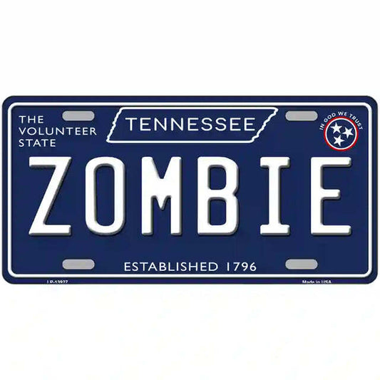 Zombie Tennessee Blue Metal Sign