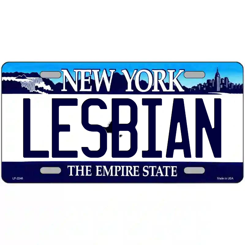 Lesbian New York Blue Metal Sign