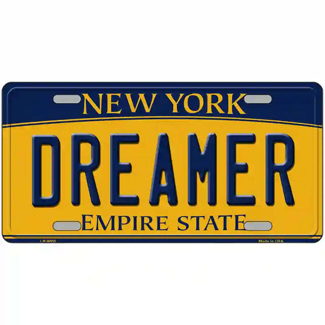 Dreamer New York Yellow Metal Sign