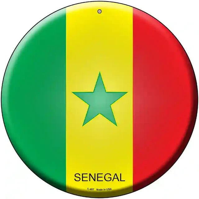 Senegal Flag 12" Circle Metal Sign
