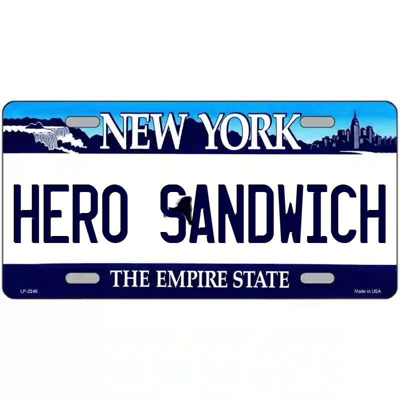 Hero Sandwich New York Blue Metal Sign