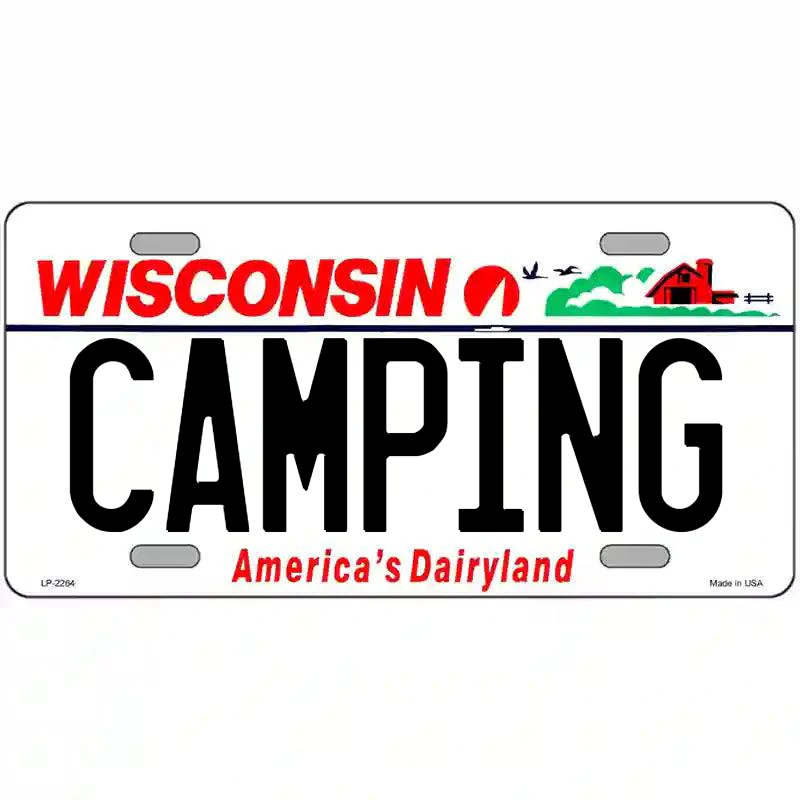 Camping Wisconsin Metal Sign