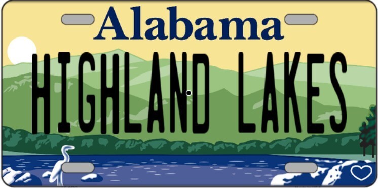 Highland Lakes Alabama Metal Sign