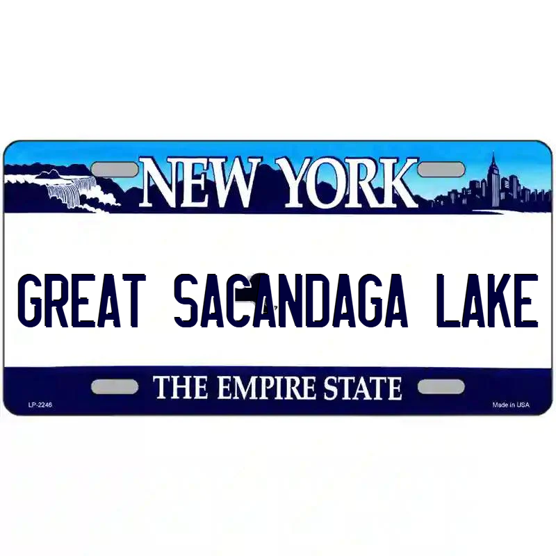 Great Secandaga Lake New York Blue Metal Sign