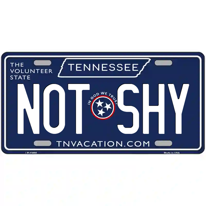 Not Shy Tennessee Blue Metal Sign