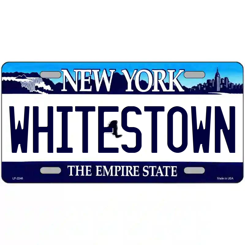 Whitestown New York Blue Metal Sign