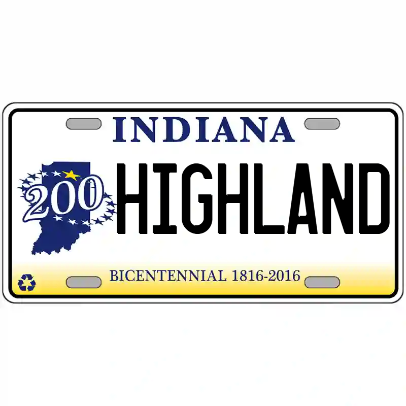 Highland Indiana Bicentennial Metal Sign